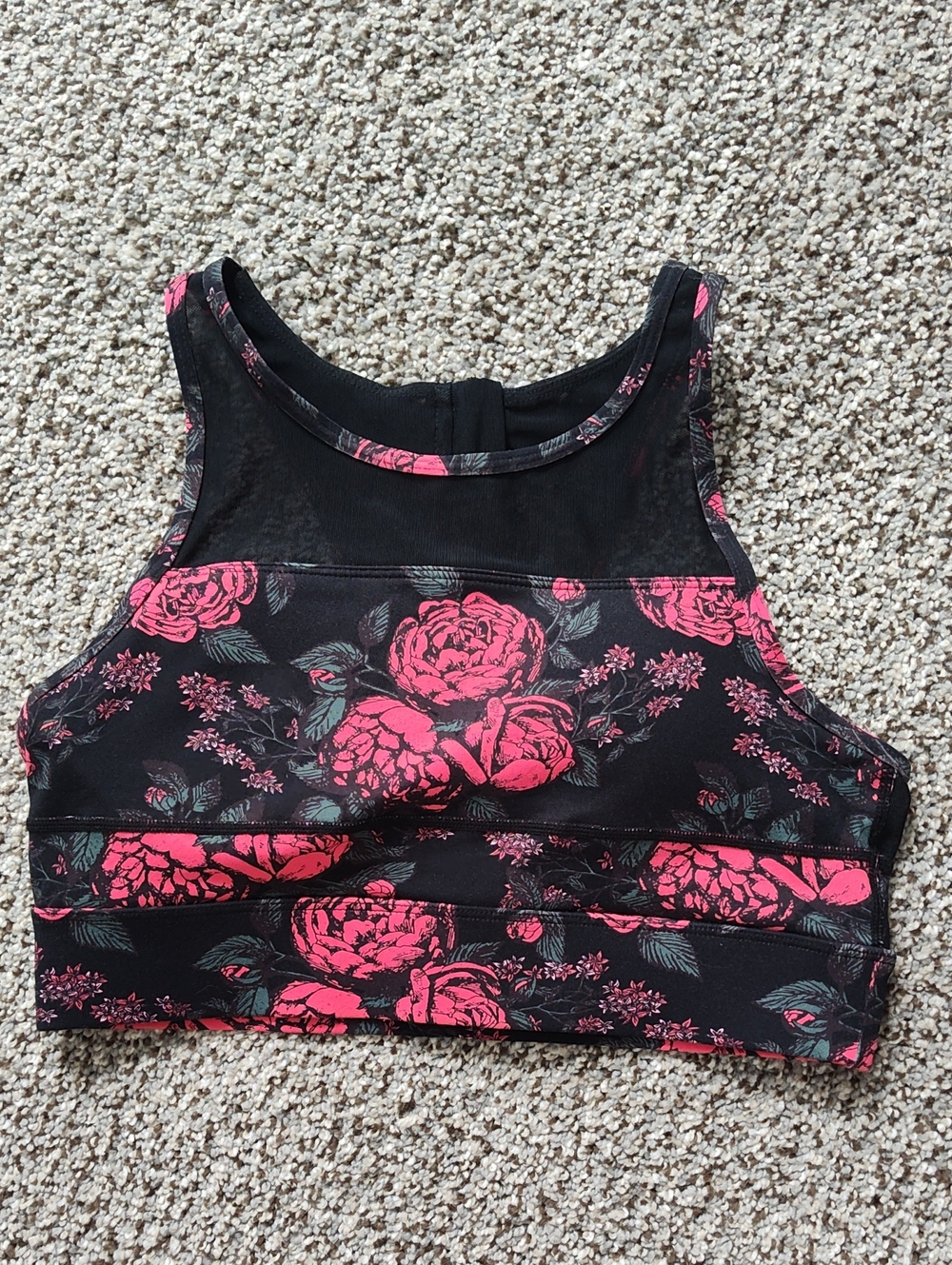 Zyia All Star Sports Bra with Pink Rose Print